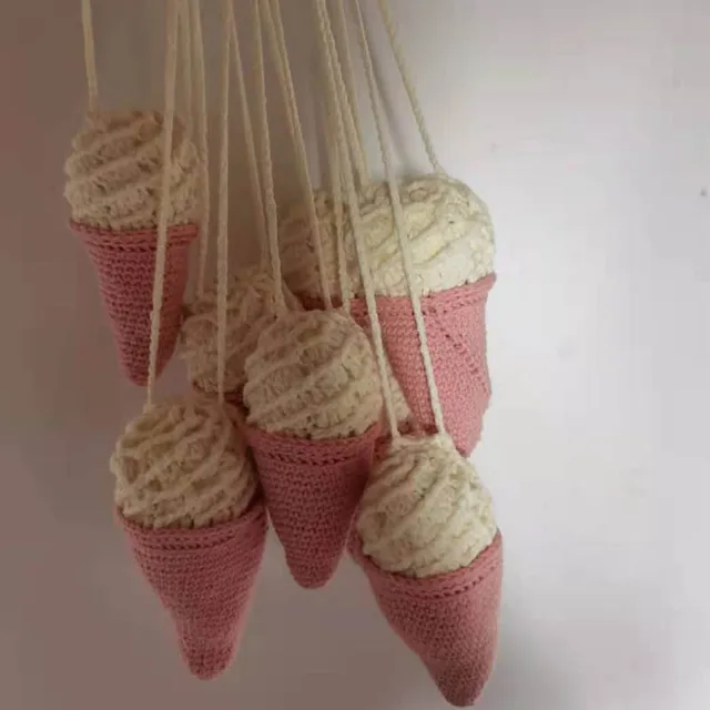 Nordic Cartoon Baby  Handmade Crochet Ice Cream Star Toy Pendant Gym Fitness Rack Ornament Toddler Infant Room Decorations 2