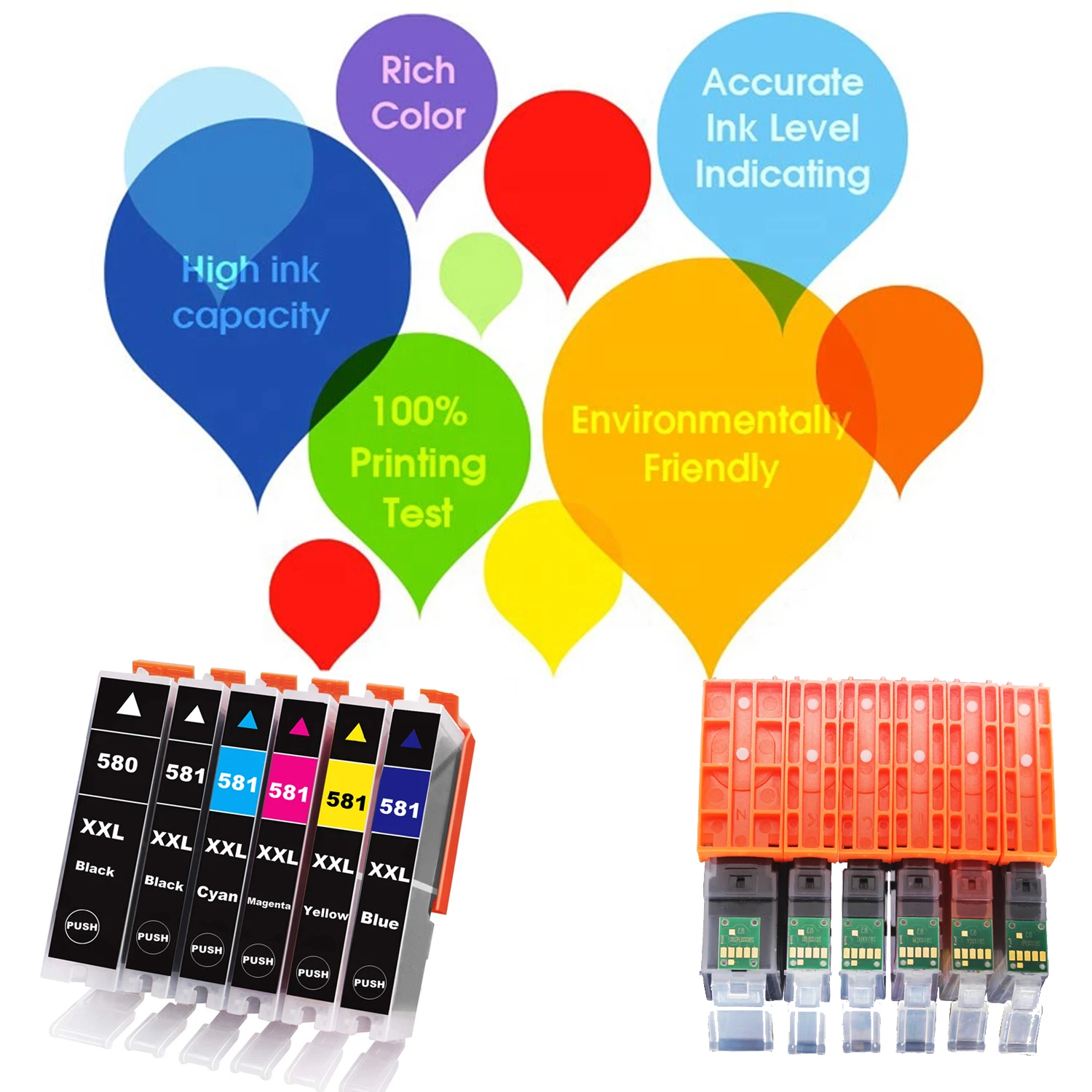 PGI-580XXL CLI-58XXL чернильный картридж для принтера Canon 580xxl 581xxl PIXMA TR7550/TR8550/TS6150/TS6151/TS8150/TS8151/TS8152/TS9150/TS9155