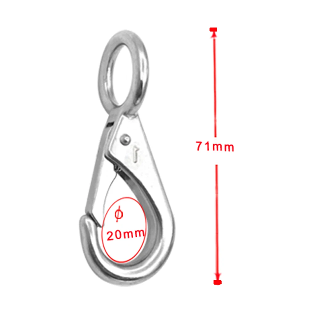 4pcs Fixed Eye Spring Snap Hook, 316 Stainless Steel Landyard Clip Safety Latch for Boat Rigging Chain, 71mm/2.8 inch