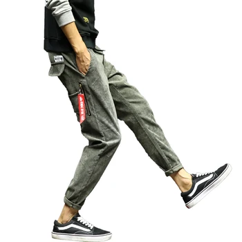 

Straight Pants Men Corduroy Leisure Pockets Simple all-match Street Man Harajuku Korean Style Students Fashion Pants M-5XL