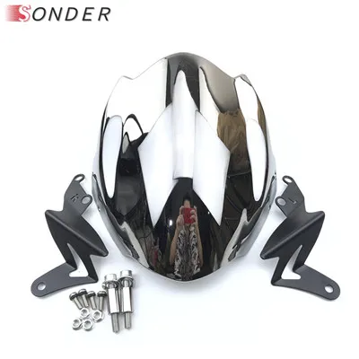 Высокое качество дымчатое лобовое стекло для поездок на мотоцикле Ducati Monster 695 696 795 796 1200 848 1098 1100s лобовое стекло и регулируемый кронштейн - Цвет: Chrome
