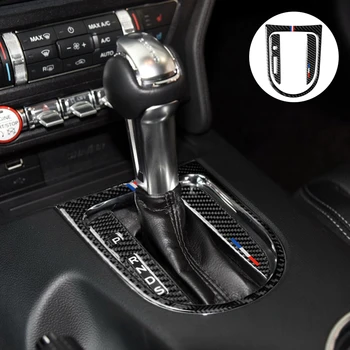 

3PCS Car Styling Gear Shift Panel Frame Cover Trim Stickers For Ford Mustang 2015-2017 Carbon Fiber Protector Decor Accessories