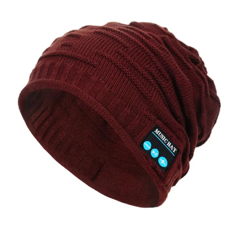 Brown MZ012 Новая Bluetooth музыкальная Теплая Шапка-бини, беспроводная умная шапка с динамиком, набор микрофона, Рождественская шапка для взрослых, музыкальная шапка с наушниками, шапка с зарядкой от USB - Цвет: Brown MZ012