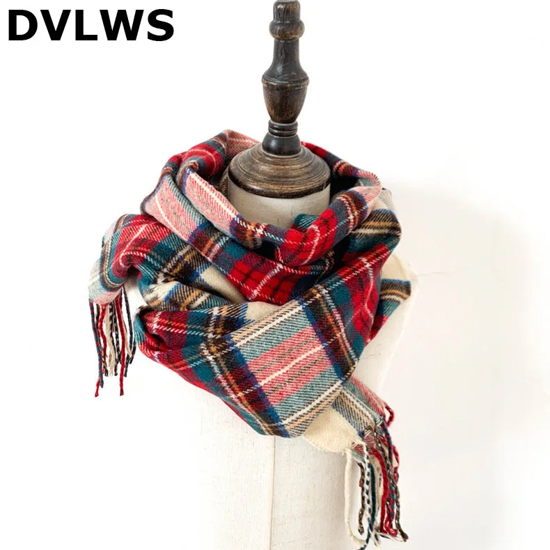 

2019 New Children's Cashmere Plaid Scarf With Tassel Warn Thickened Winter Scarf Unisex for Both Boys and Grils Blue 5 Colors