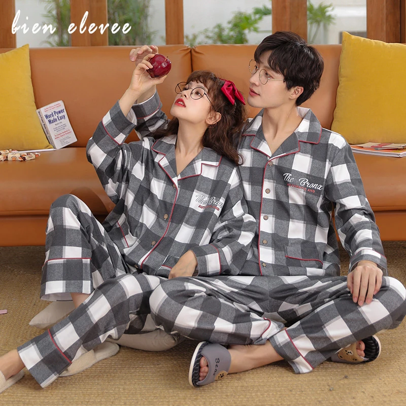 

Couple Pajamas Set Long Sleeve Sleepwear Autumn Winter Warm Cotton Women & Men Pyjamas Lounge Pijama Lover Night Suit Casual