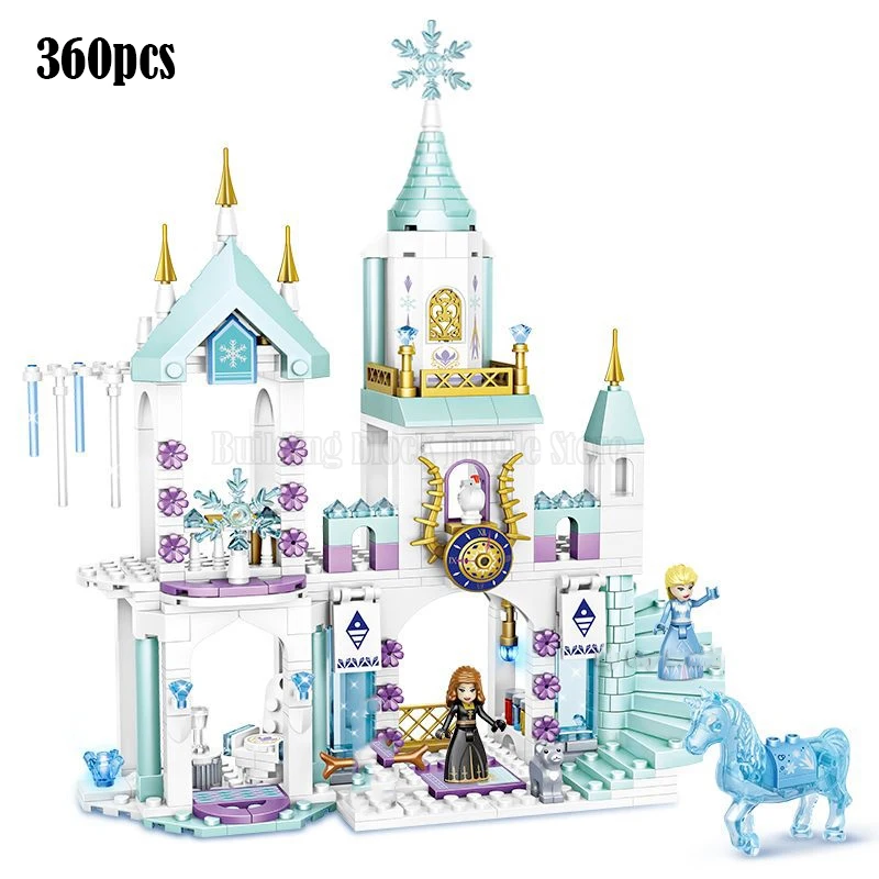

Disney Friends series A and E's ICE playground castle house set movie DIY building block toy girl child creative gift