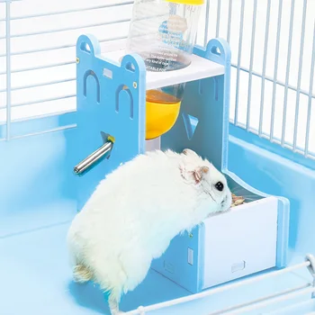 

Pet Folding 2 In 1 Blue Rat Double Hamster Automatic Pet Water Drinking Bottle Food Feeder Fountain Dispenser Pet Supplies