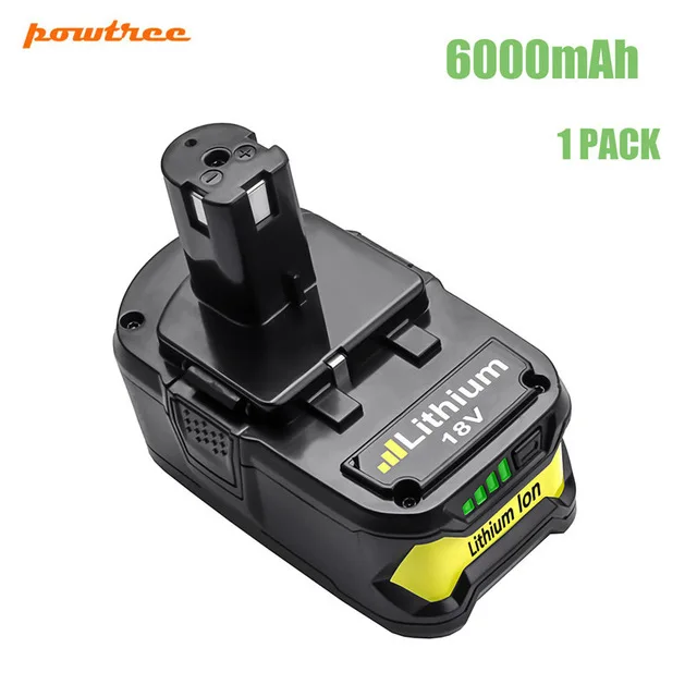 Powtree для Ryobi 9000mAh 18V P108 литий-ионная аккумуляторная батарея для электроинструмента RB18L40 P107 P104 BIW180 - Цвет: 6000mAh