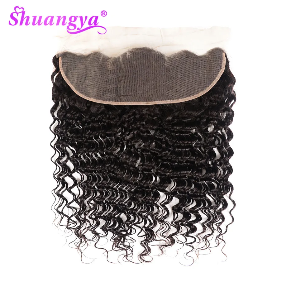 

Brazilian Deep Wave Lace Frontal Closure Swiss Lace Remy Human Hair Closure Frontal Free/Middle Part Ear To Ear Lace Frontal