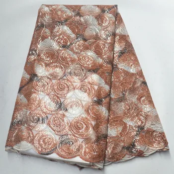 

African Lace Fabric High Quality French Tulle Organza Lace Fabric 2019 New Arrival Sequins Lace Fabrics For Wedding Dress FV562