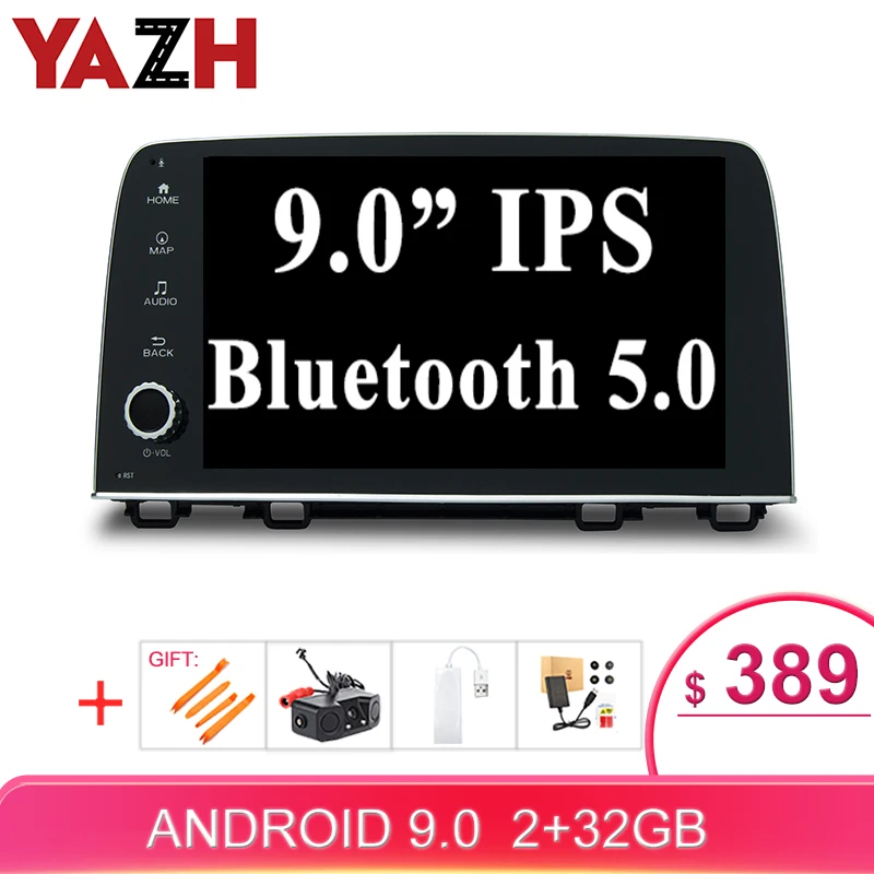 YAZH 1 Din Android 9,0 Авто Радио стерео без dvd для Honda CRV/CR-V 32GB головное устройство мультимедиа 9,0 дюймов ips HD дисплей