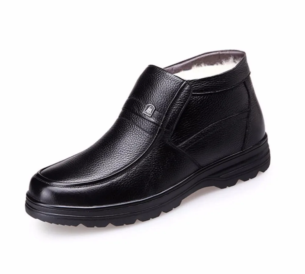 Winter Men Genuine leather Boots High quality Thick wool male super warm snow boots Oxfords men Non-slip cotton Shoes boot