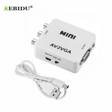 Conversor de vídeo kebidu av2vga, conversor de vídeo hd com áudio 3.5mm av vga para pc e tv hd computador para tv