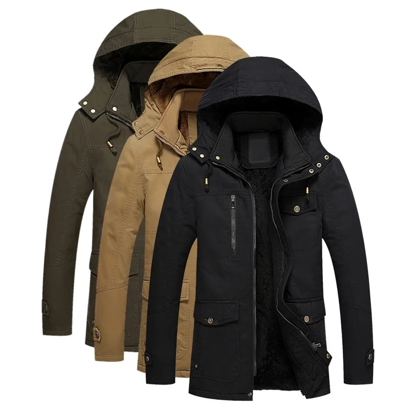 Puimentiua Мужская куртка с капюшоном однотонное теплое пальто зимние parkas, уплотнённая модная куртка с карманами, толстовки, защита от ветра