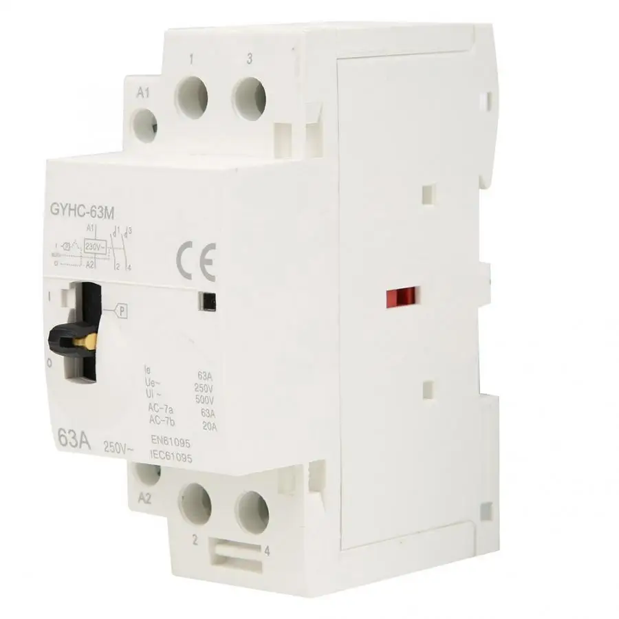 2P 63A 220 В 50 Гц DIN AC Контактор 2NO/2NC Rail AC контактор для дома с ручным управлением