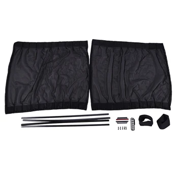 

2 PCS Side Window Car Sun Shade Curtains UV Sunshade Drape Window Protector (Black)