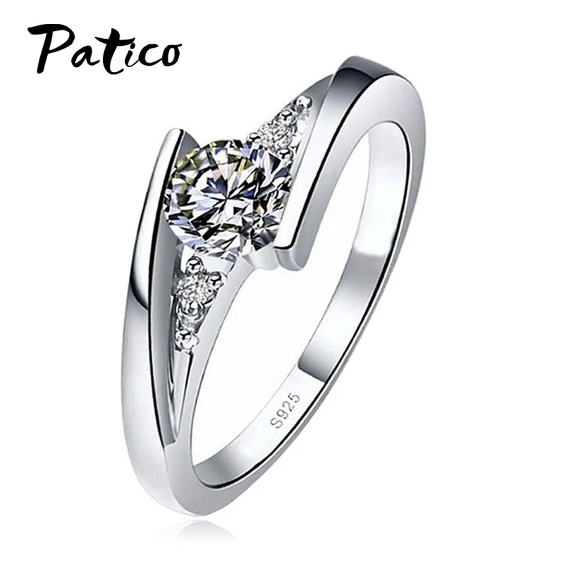 925 Sterling Silver Wedding Engagement Rings For Women Girls CZ Cubic Zirconia Luxury Jewelry Wholesale fashion shiny brilliant cubic zirconia rings for women engagement white gold color finger ring bridal wedding jewelry gifts