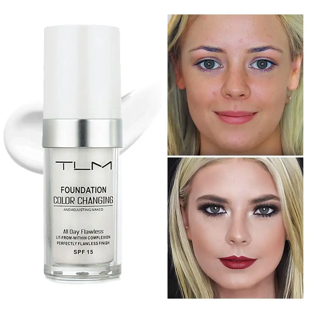 

TLM Color Changing Weightless Foundation 30ml Concealer Cover Cream Makeup Base Warm Skin Tone Women Girls Cream SPF15