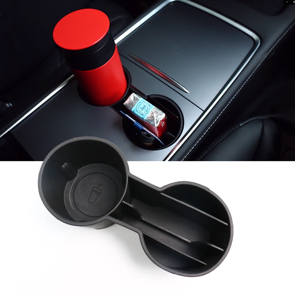 Dual Tpe Car Center Console Water Cup Holder Insert For Tesla Model 3 Y
