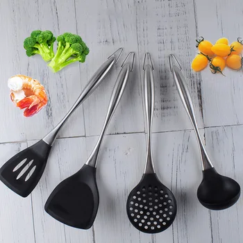 

Kitchenware 304 Stainless Steel Hollow Handle Silicone Non-Stick Spatula Spoon Spoon Fence Shovel Kitchen Set Of Four