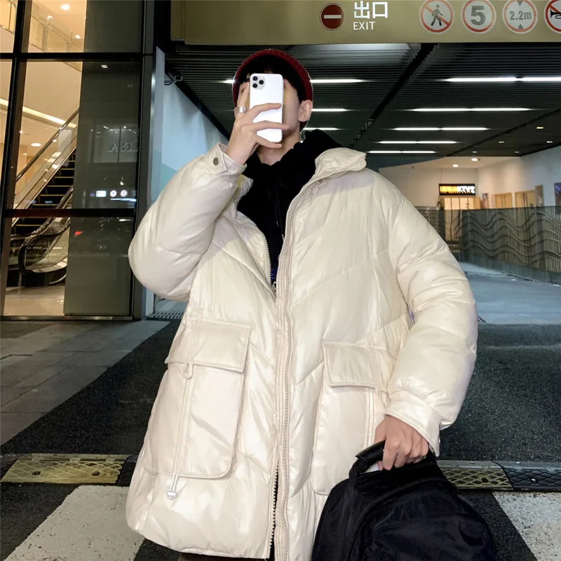 

Winter Thick Bright Color Jacket Men's Parka Warm Fashion Casual Hooded Coat Men Streetwear Loose Korean Short Coat Mens Clothes