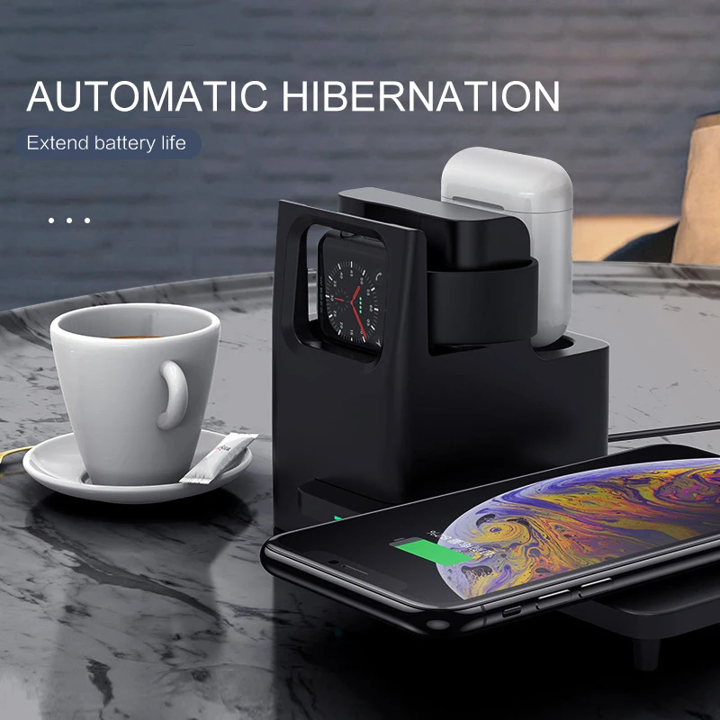 3 in1 Wireless Charger For iPhone 11 Xs AirPods Apple Watch headphones Wireless Charging Stand for iWatch iPhone 11Pro Xr Xs Max