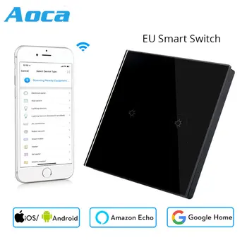 

EU Type 2 Gang Socket Wifi Smart Wall Switch Mobile App Remote Control Works with Amazon Alexa Google Home No Hub Required