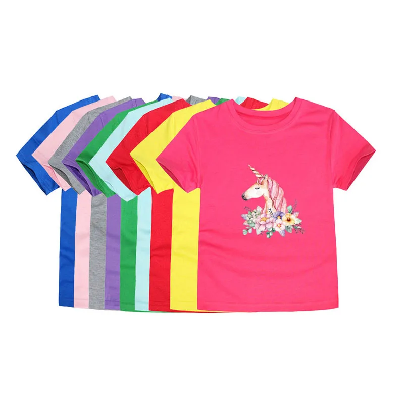 Cotton T Shirt Girls Tee Shirt Girls T Shirt T Shirt Kids T Shirt 2-12Y Kids T Shirt Girls Shirts Unicorn Tshirt Cartoon Children's T-Shirt Cotton T-Shirts For Teens Girl Clothing Summer Clothes