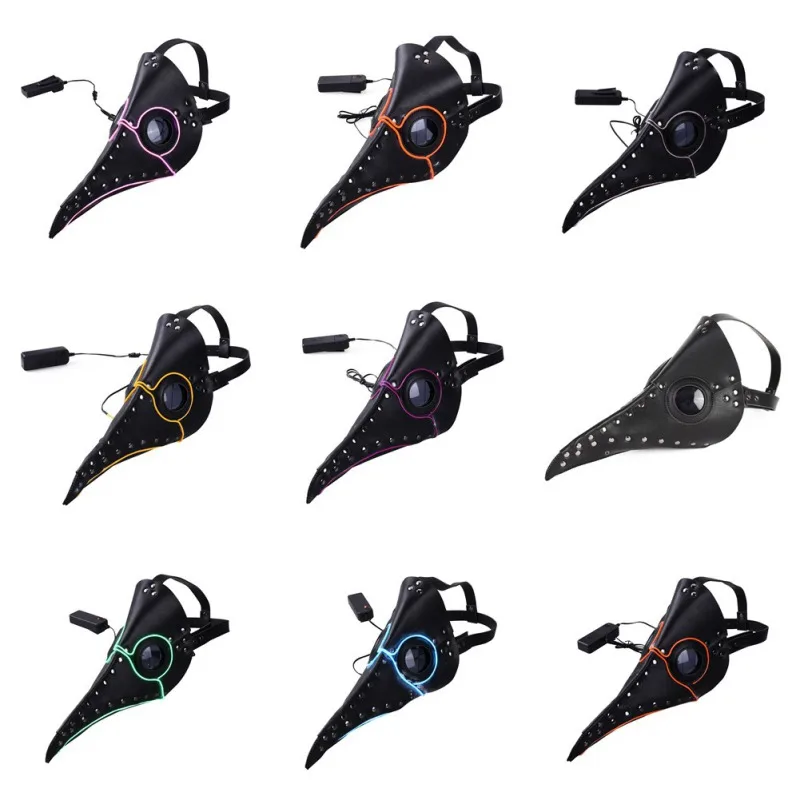 Светодиодный сверкающие с подсветкой чумной доктор маска плащом удлиненная