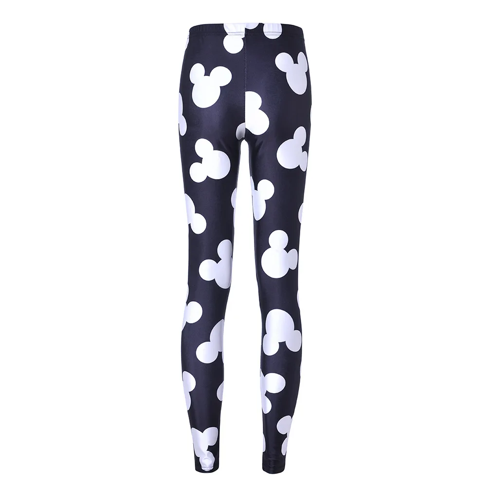 Disney Stretch Pants Mickey Mouse Printed Tight Hip Lift Women Ankle-Length Leggings Fitness High Waist Elastic Push Up Trousers