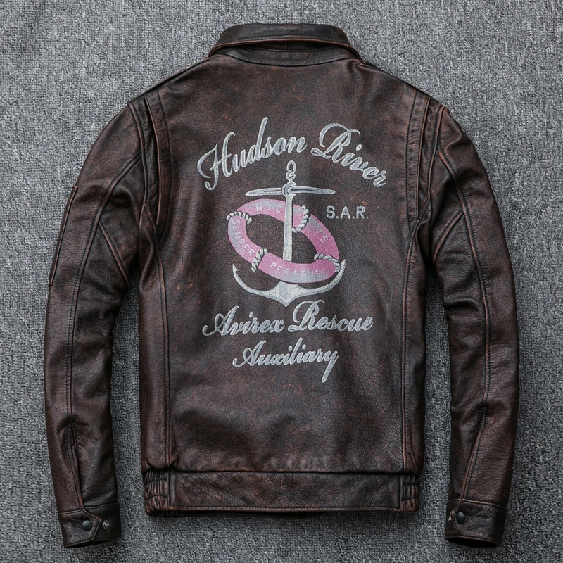 

Boollili Vintage Genuine Leather Jacket Men Real Cow Leather Flight Jacket Spring Autumn Coat for Men Casual Cowhide Jackets