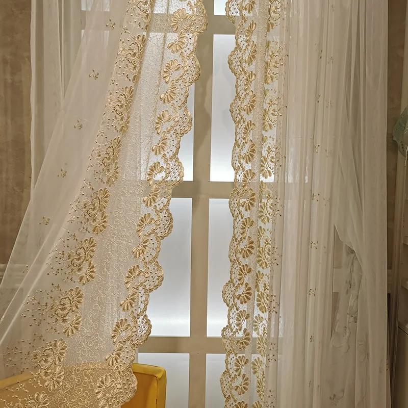 Simple Rope Embroidered Window Screen Platinum Living Room Bedroom Curtain Matching Transmission Mesh Curtains Customization | Дом и сад