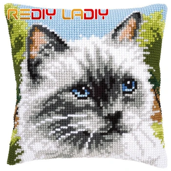 

Cross Stitch Cushion In Daffodils Make Your Own Pillow DIY Chunky Cross Stitch Kit Pre-Printed Canvas Acrylic Yarn Pillow Case