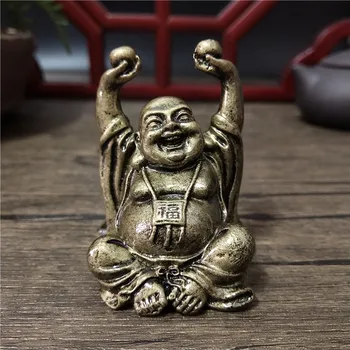 Statue de bouddha porte-bonheur en Bronze, ornements en résine chinoise Feng Shui Maitreya, Sculpture de bouddha, décoration de la maison 1
