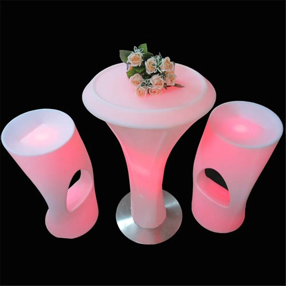 2019 New Led Luminous cocktail tabl Round High Foot Bar Table For Night Club Coffee Shop Creative Lighting Furniture