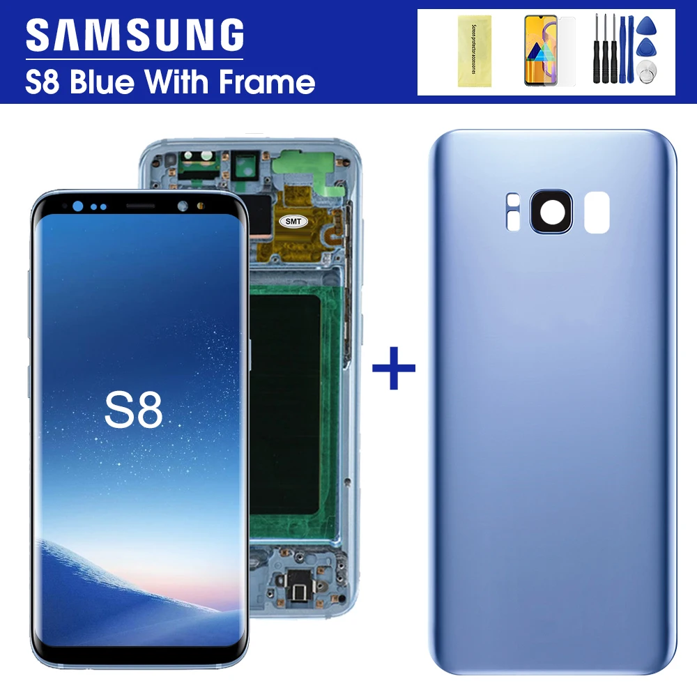 100% оригинал S8 ЖК дисплей с рамкой для Samsung Galaxy plus G955fd G955F G955 G950 G950F сенсорный экран