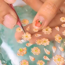 1 лист 5D рельефные наклейки для ногтей самоклеющиеся наклейки для ногтей Акриловые Выгравированные цветущие наклейки для ногтей для слайдеров