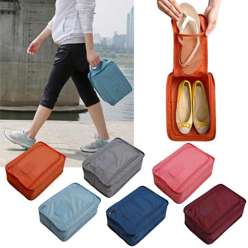 Portable Waterproof Sports Shoe Bag Folding Box Travel Luggage Organizer Zipper Pouch Bra Cosmetic Makeup Underwear Storage Bags