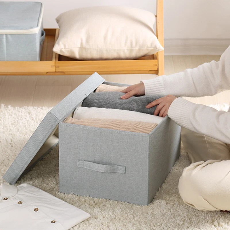 Clothes Storage Box Organizer Fabric Foldable Storage Box With Lid Underwear Socks Organizer Toys Sundries Closet Organizers 2