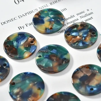 

Wholesale 20mm Round Shape Colorful Acrylic Plastic Acid Pendant Charms 2 Holes acetic acid DIY Jewelry Earring Charm 50pcs