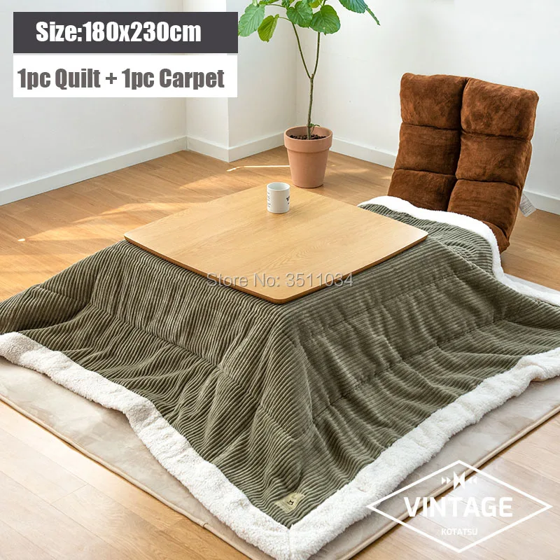 180X230Cm Coperta Kotatsu Futon 1Pc Funto + 1Pc Tappeto Cotone Trapunta Morbida Copritavolo Giapponese Kotatsu Quadrato/Rettangolo Consolatore