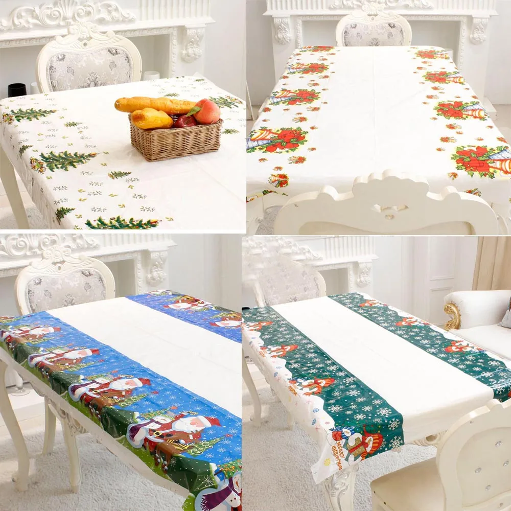 

Disposable Merry Christmas Rectangular Disposable PVC Cartoon Tablecloth 110*180cm table cloth Birthday Party Table Cover