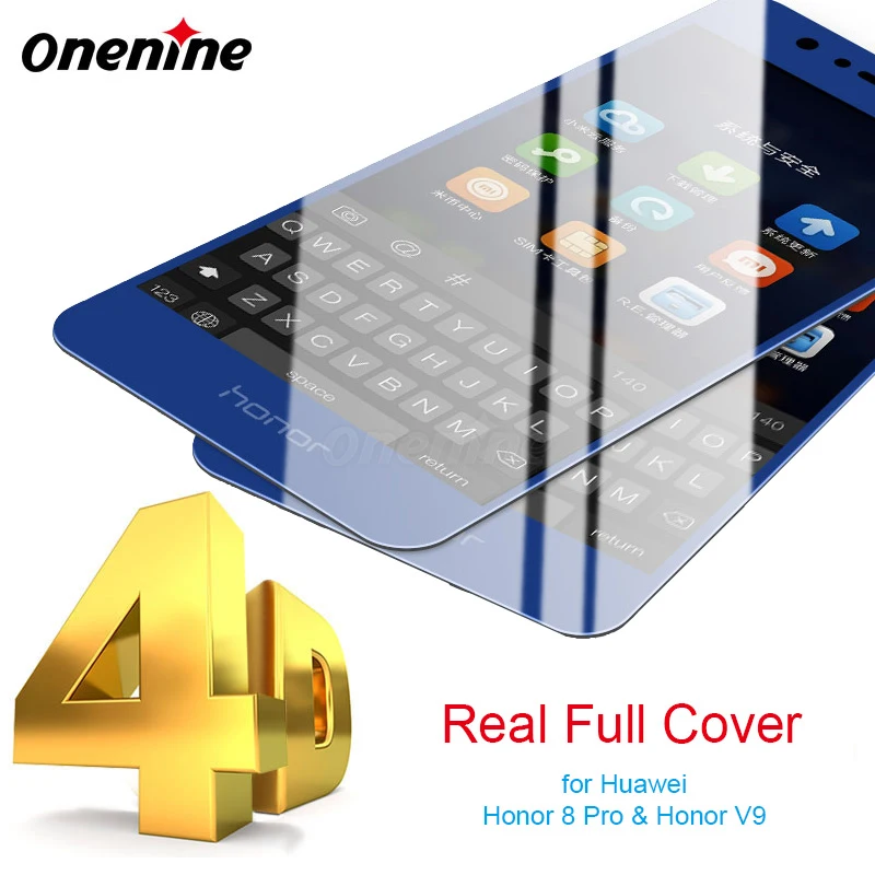 Onenine 4D Защита экрана для Huawei Honor V9 закаленное стекло 8 Pro Полное покрытие 3D
