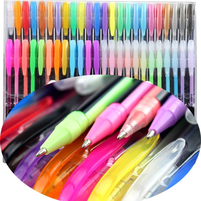 INDIKONB 12 PC Neon Color Gel Metallic Glitter Ballpoint Pens Set With  Stencil Sheet For Doodling Coloring Sketching Painting Drawing for Kids  and Adults 12 Pens  Amazonin Office Products