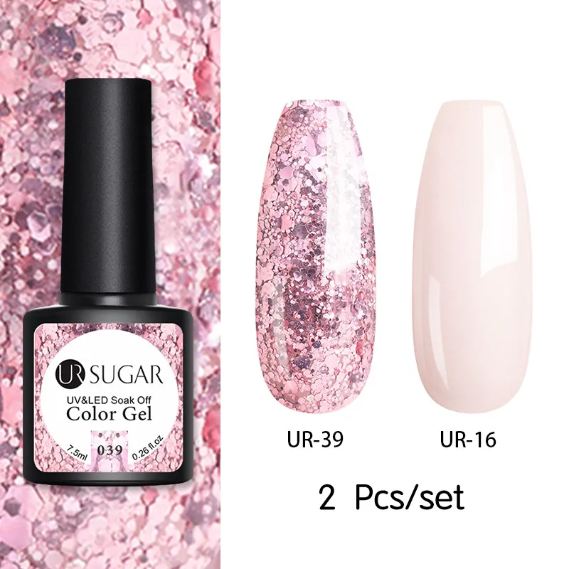 Ur Sugar 2/3 шт Блестящий Гель-лак для ногтей набор розовых блесток цвет Полупостоянный светодиодный Гель-лак впитывающийся УФ-гель покрытые лаком ногти - Цвет: 162924