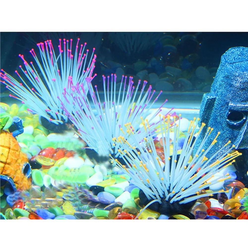 Aquarium Decoration  Fish Tank Luminous Sea Anemone Artificial Coral Ornament  (7)