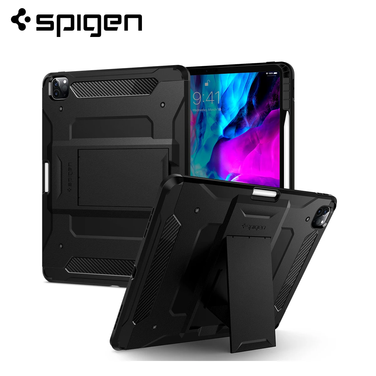 Жесткий бронированный чехол Spigen для iPad Pro 12 9 дюйма (2020/2018) со встроенной