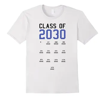 

Class of 2030 Graduation T-shirt with Space for Handprints Round Neck Best Selling Male Natural Cotton T Shirt TOP TEE