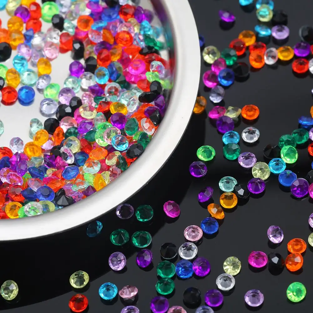 1000/2000Pcs Acrylic Diamond Crystal Strass Rhinestones Bling Mix Color Clear Confetti For Wedding Party Decoration Crafts 3/4mm | Дом и сад