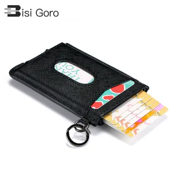 

BISI GORO 2020 Security ID Holders Aluminum Box Pup Up Card Case Cowhide Business Smart Wallet RFID Card Holder Slim Anti-theft
